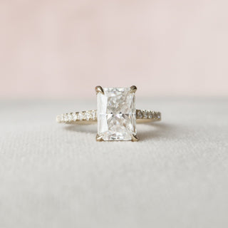 2.5 CT Radiant Hidden Halo & Pave Moissanite Engagement Ring - Barbara Maison 