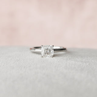 1.0 CT Cushion Hidden Halo Style Moissanite Engagement Ring - Barbara Maison 