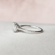 3.0 CT Cushion Hidden Halo & Pave Setting Moissanite Engagement Ring - Barbara Maison 