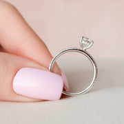 1.0 CT Round Hidden Halo & Pave Setting Moissanite Engagement Ring - Barbara Maison 