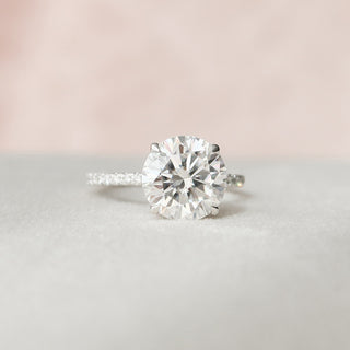 2.5 CT Round Pave & Hidden Halo Setting Moissanite Engagement Ring - Barbara Maison 