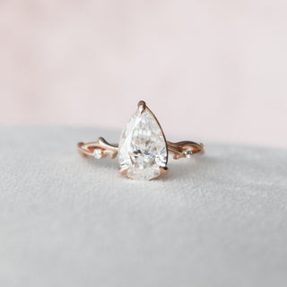 2.0 CT Pear Cut Twig Pave Style Moissanite Engagement Ring - Barbara Maison 