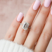 5.0 CT Emerald Milgrain Vintage Style Moissanite Engagement Ring - Barbara Maison 