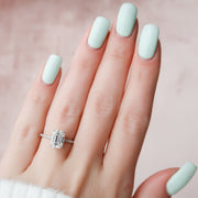 3.0 CT Emerald Cut Hidden Halo & Pave Moissanite Engagement Ring - Barbara Maison 