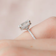 3.0 CT Emerald Cut Hidden Halo & Pave Moissanite Engagement Ring - Barbara Maison 