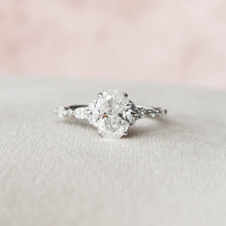 1.5 CT Oval Pave Moissanite Engagement Ring - Barbara Maison 