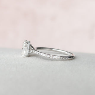 2.0 CT Cushion Hidden Halo & Pave Moissanite Engagement Ring - Barbara Maison 