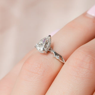 1.0 CT Pear Cut Twig Pave Setting Moissanite Engagement Ring - Barbara Maison 