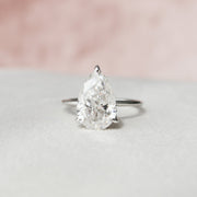3.0 CT Pear Cut Hidden Halo Style Moissanite Engagement Ring - Barbara Maison 