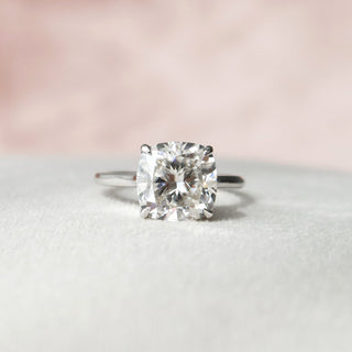 4.0 CT Cushion Cut Solitaire Style Moissanite Engagement Ring - Barbara Maison 