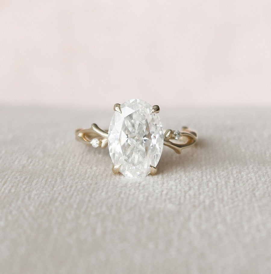 4.0 CT Oval Cut Twig Style Moissanite Engagement Ring - Barbara Maison 