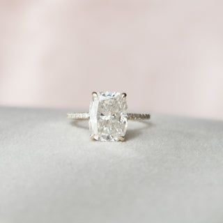 2.0 CT Cushion Hidden Halo & Pave Setting Moissanite Engagement Ring - Barbara Maison 