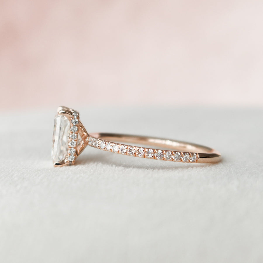 2.0 CT Radiant Hidden Halo & Pave Style Moissanite Engagement Ring - Barbara Maison 