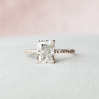 2.0 CT Radiant Hidden Halo & Pave Style Moissanite Engagement Ring - Barbara Maison 