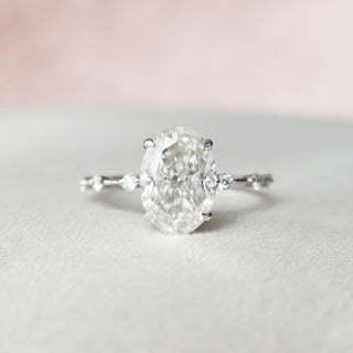 3.0 CT Oval Cut Dainty Pave Setting Moissanite Engagement Ring - Barbara Maison 