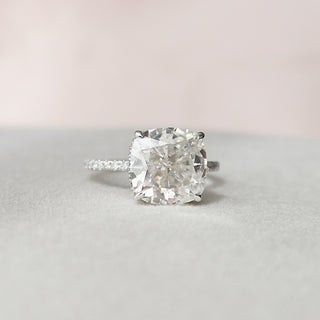 4.5 CT Cushion Hidden Halo & Pave Moissanite Engagement Ring - Barbara Maison 