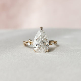 2.5 CT Pear Cut Solitaire & Twig Pave Moissanite Engagement Ring - Barbara Maison 