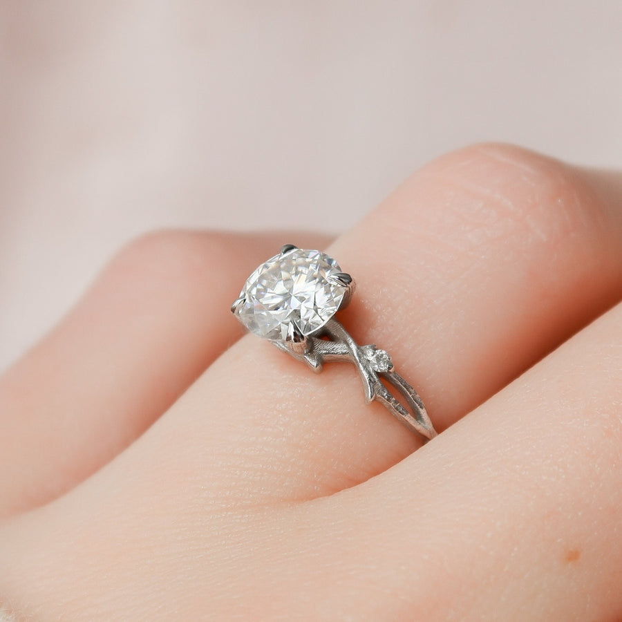 1.50 CT Round Twig Style Moissanite Engagement Ring - Barbara Maison 