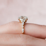 2.0 CT Oval Cluster Art Deco Style Moissanite Engagement Ring - Barbara Maison 