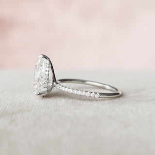 2.5 CT Pear Cut Hidden Halo & Pave Moissanite Engagement Ring - Barbara Maison 