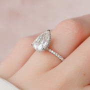 2.5 CT Pear Cut Hidden Halo & Pave Moissanite Engagement Ring - Barbara Maison 