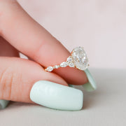 2.0 CT Oval Cluster Art Deco Style Moissanite Engagement Ring - Barbara Maison 