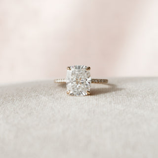 4.50 CT Cushion Pave & Hidden Halo Style Moissanite Engagement Ring - Barbara Maison 