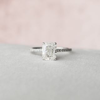 2.0 CT Cushion Hidden Halo & Pave Moissanite Engagement Ring - Barbara Maison 