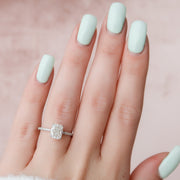 2.0 CT Cushion Hidden Halo & Pave Moissanite Engagement Ring - Barbara Maison 