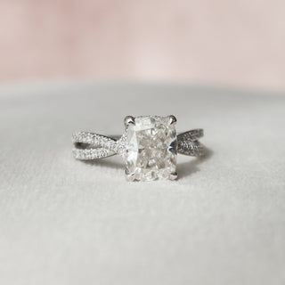 2.0 CT Cushion Hidden Halo Criss Cross Moissanite Engagement Ring - Barbara Maison 