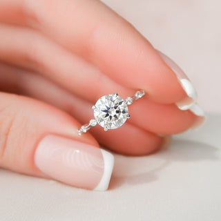 2.0 CT Round Dainty Pave Moissanite Engagement Ring - Barbara Maison 