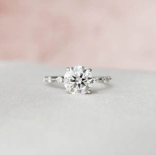 2.0 CT Round Dainty Pave Moissanite Engagement Ring - Barbara Maison 