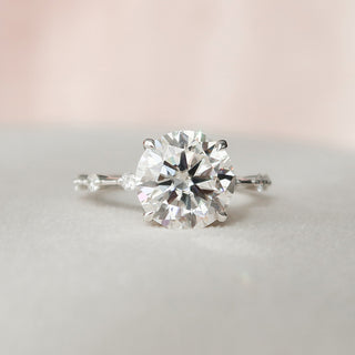 2.5 CT Round Solitaire Dainty Pave Moissanite Engagement Ring - Barbara Maison 