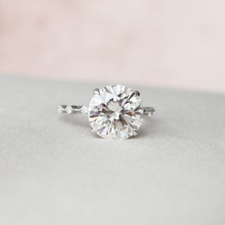 4.0 CT Round Cut Dainty Pave Setting Moissanite Engagement Ring - Barbara Maison 