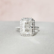 5.0 CT Radiant Halo Style Pave Setting Moissanite Engagement Ring - Barbara Maison 