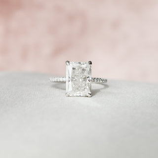 4.5 CT Radiant Hidden Halo Pave Moissanite Engagement Ring - Barbara Maison 