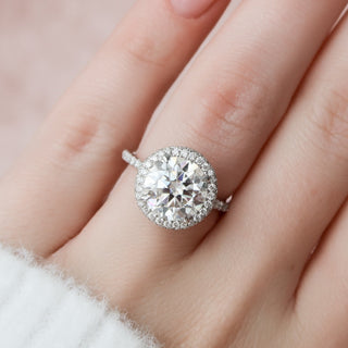 3.5 CT Round Halo Style Moissanite Engagement Ring - Barbara Maison 