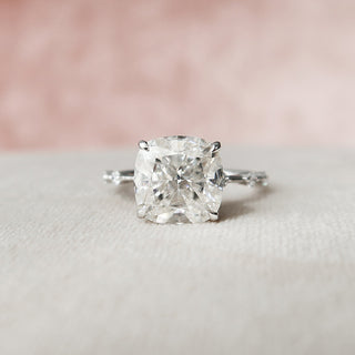 5.0 CT Cushion Dainty Pave Setting Moissanite Engagement Ring - Barbara Maison 