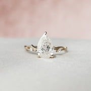 2.0 CT Pear Cut Twig Pave Style Moissanite Engagement Ring - Barbara Maison 