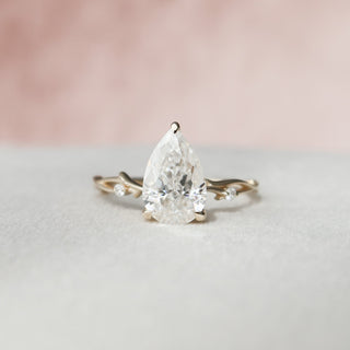 2.0 CT Pear Cut Twig Pave Style Moissanite Engagement Ring - Barbara Maison 