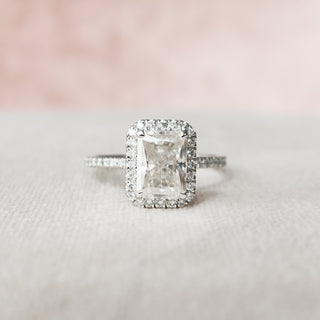 2.0 CT Radiant Cut Halo Style Moissanite Engagement Ring - Barbara Maison 