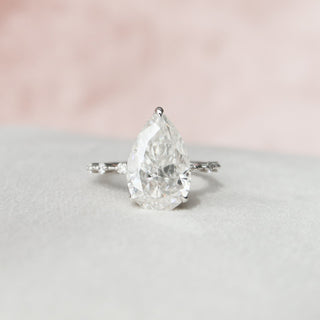 3.5 CT Pear Cut Dainty Pave Moissanite Engagement Ring - Barbara Maison 