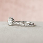 2.5 CT Cushion Pave & Hidden Halo Setting Moissanite Engagement Ring - Barbara Maison 