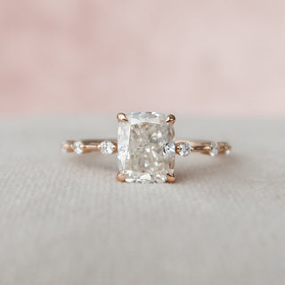 2.0 CT Cushion Dainty Pave Moissanite Engagement Ring - Barbara Maison 