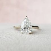 2.0 CT Pear Solitaire & Hidden Halo Style Moissanite Engagement Ring - Barbara Maison 