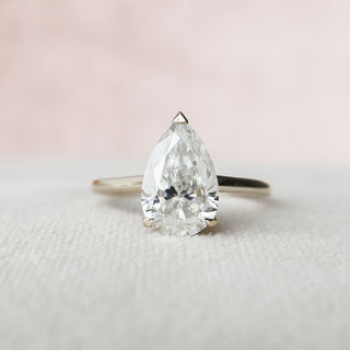 2.0 CT Pear Solitaire & Hidden Halo Style Moissanite Engagement Ring - Barbara Maison 