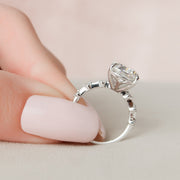 5.0 CT Cushion Solitaire & Dainty Pave Moissanite Engagement Ring - Barbara Maison 