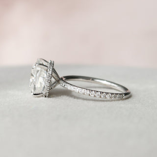 4.5 CT Cushion Hidden Halo & Pave Moissanite Engagement Ring - Barbara Maison 