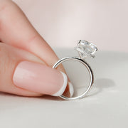 4.5 CT Cushion Hidden Halo & Pave Moissanite Engagement Ring - Barbara Maison 