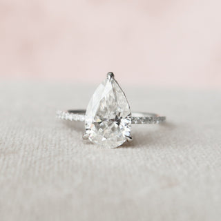 2.5 CT Pear Cut Hidden Halo & Pave Moissanite Engagement Ring - Barbara Maison 